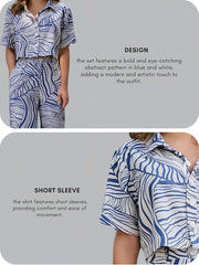Pujia Mills Women’s Blue Crop Top & Pant Co-ord Set || Stylish Casual & Party Wear Outfit for Girls